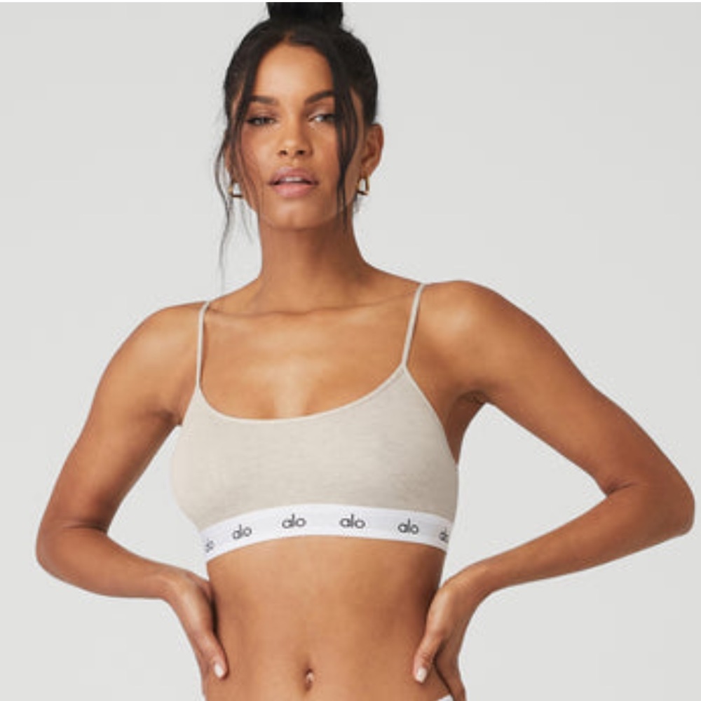 Alo Yoga Icon Cami Bra in Oatmeal Heather NWT